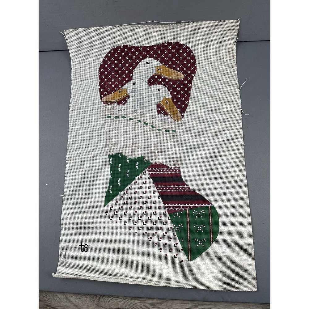 TS Designs Hand Painted Needlepoint Canvas * Christmas Stocking Geese Country‎ - Picture 10 of 10